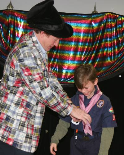 Blue and Gold Magic--a scout neckerchief turns pink!