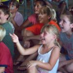 audience enjoying inflatable party place magic